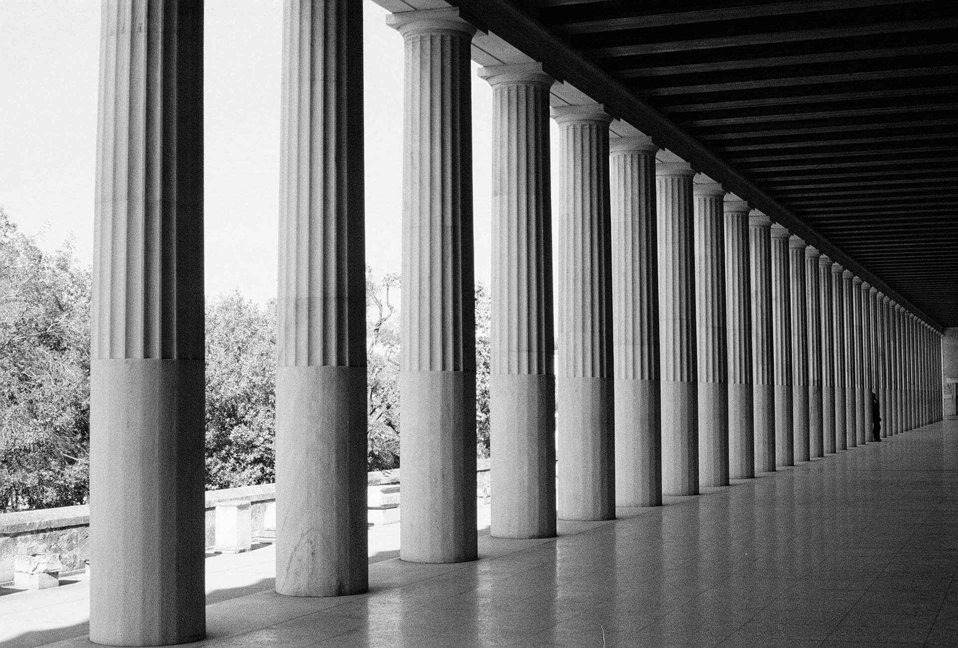 Columns of a classical building, representing the legal profession